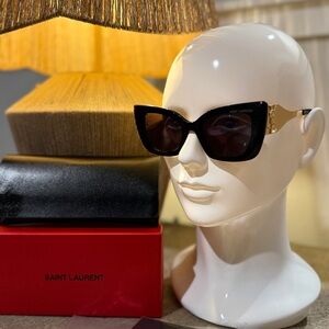 Saint Laurent Black and Gold Sunglasses